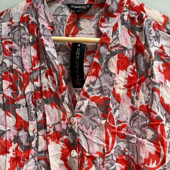 Chaudry Tops - Chaudry Anthropologie Women's Lightweight Floral 3/4 Sleeve Tunic Top New Small
